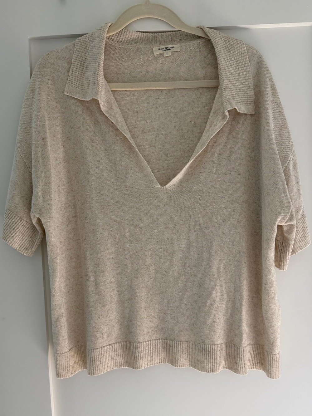 Max Studio Neutral Knit Crewneck Sweater — Beige
